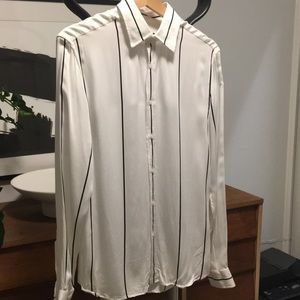 reiss white with black vertical line detail evening wear